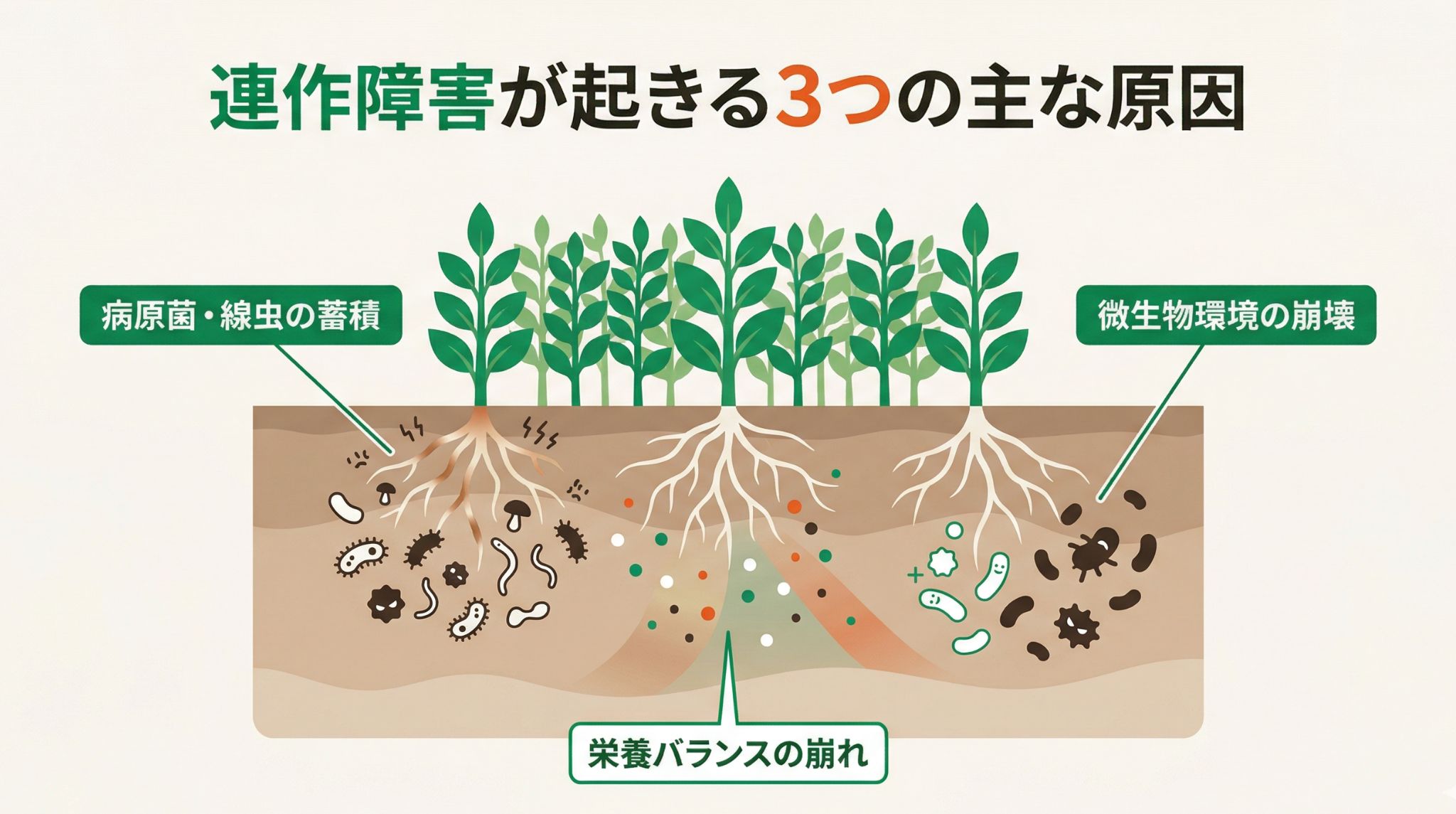 連作障害が起きる3つの主な原因