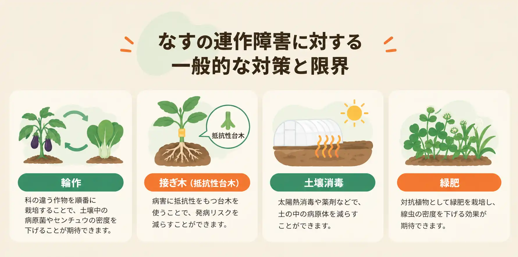 なすの連作障害に対する一般的な対策と限界