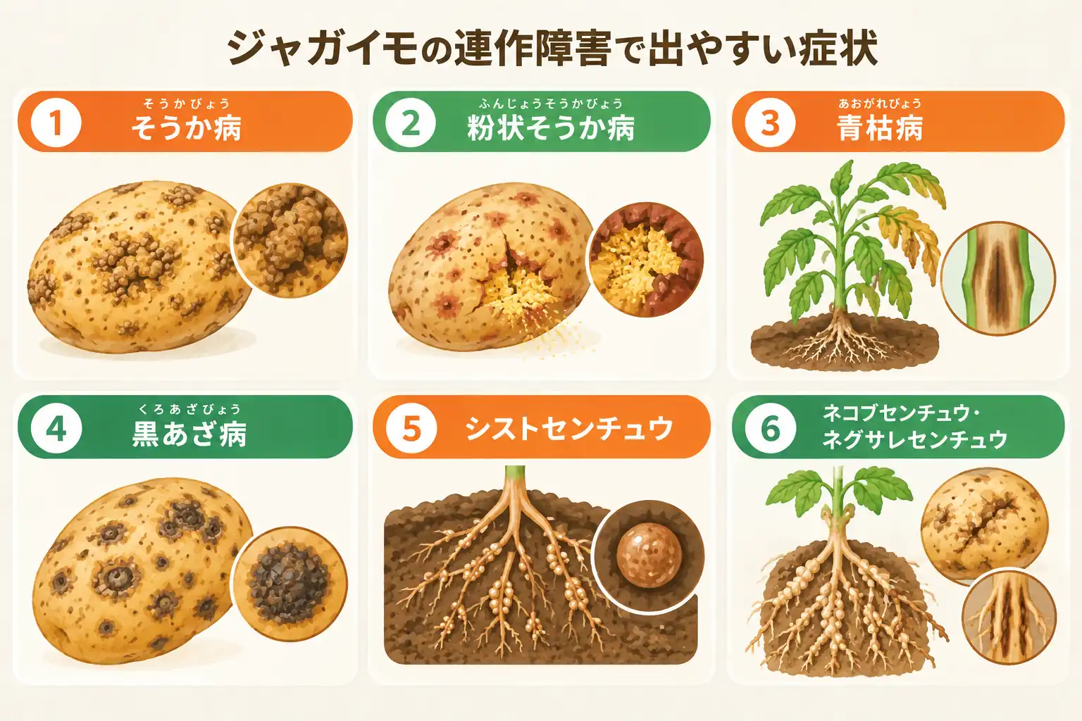 ジャガイモの連作障害で出やすい症状
